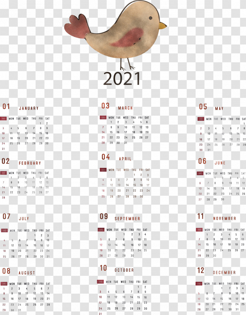 Printable 2021 Yearly Calendar 2021 Yearly Calendar Transparent PNG