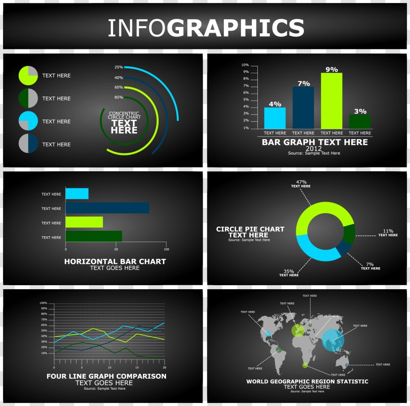 Line Chart Infographic - Screenshot - Black Cool PPT Analysis Elements Transparent PNG