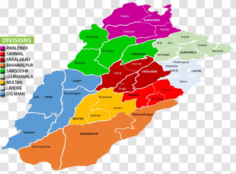 Gujranwala Faisalabad Lahore PMIU-PERSP Districts Of Punjab - Map Transparent PNG