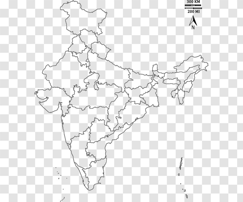India Blank Map Mapa Polityczna World - Black And White Transparent PNG