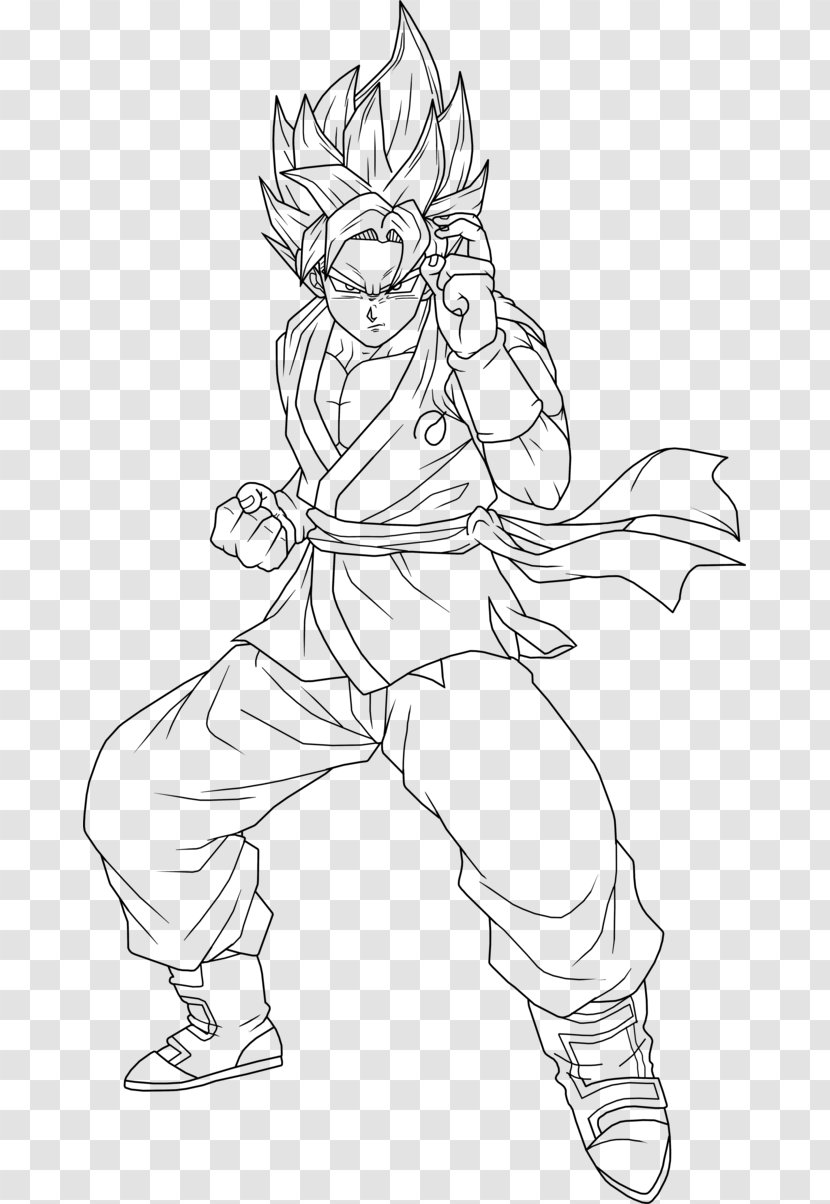 Line Art Goku Super Saiyan Drawing - Fictional Character Transparent PNG