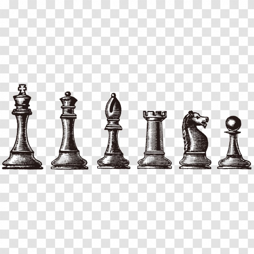 Chess Piece King Queen Clip Art - Black And White - International Transparent PNG