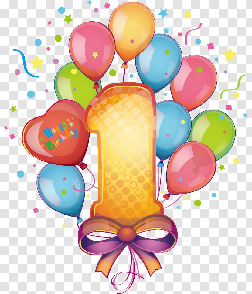 Birthday Cake Stock Illustration Clip Art - Greeting Card - Vector Balloon Number 1 Transparent PNG