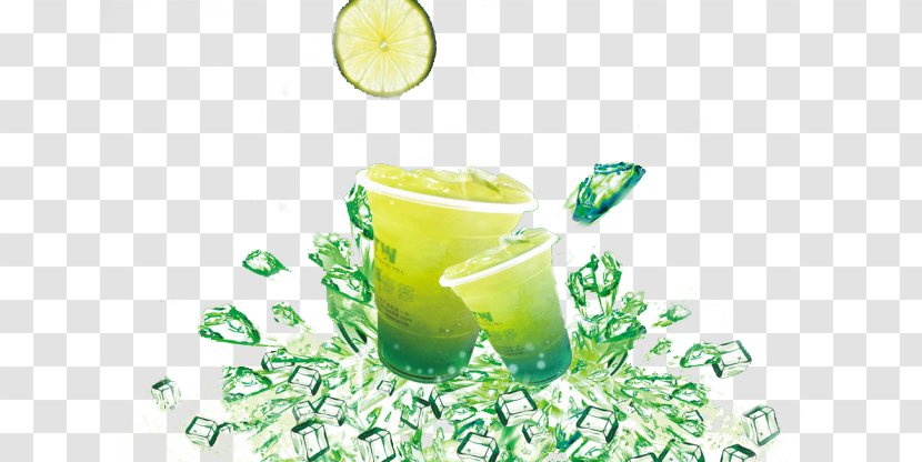 Green Tea Iced Ice Cube Lemon - Mojito - Material Object,Ice Transparent PNG