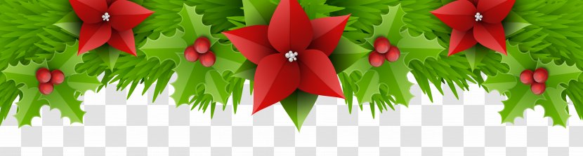 Christmas - Flower - Border Decor Transparent Clip Art Image Transparent PNG