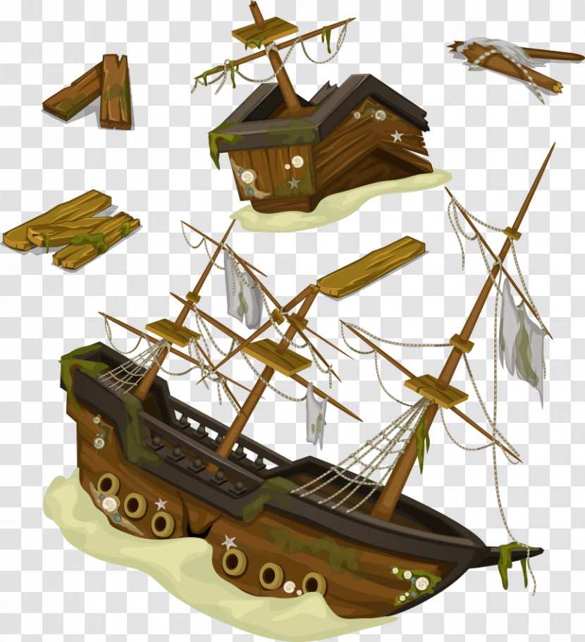 Shipwreck Illustration - Piracy - Vector Sailing And Wreckage Transparent PNG