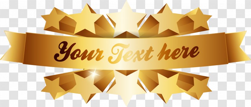 Gold Ribbon Texture Title Stars - Text Transparent PNG