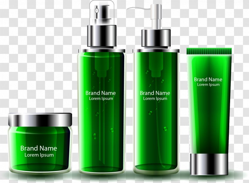 Green Adobe Illustrator - Bottle - Vector Hand Painted Suit Skincare Transparent PNG