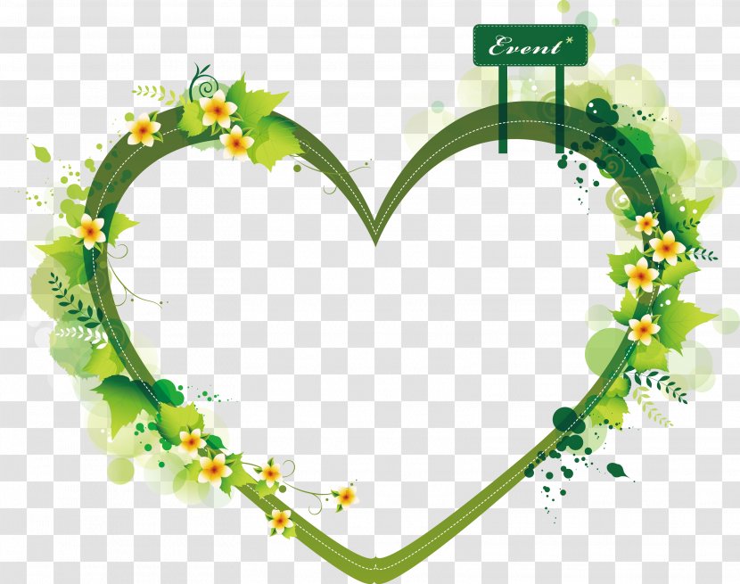 Euclidean Vector Heart Clip Art - Cartoon - Green HeartShaped Summer Plant Border Transparent PNG