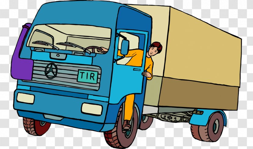 Car Dump Truck Driver Clip Art - Royaltyfree - Cartoon Man Driving A Large Painted Door Transparent PNG