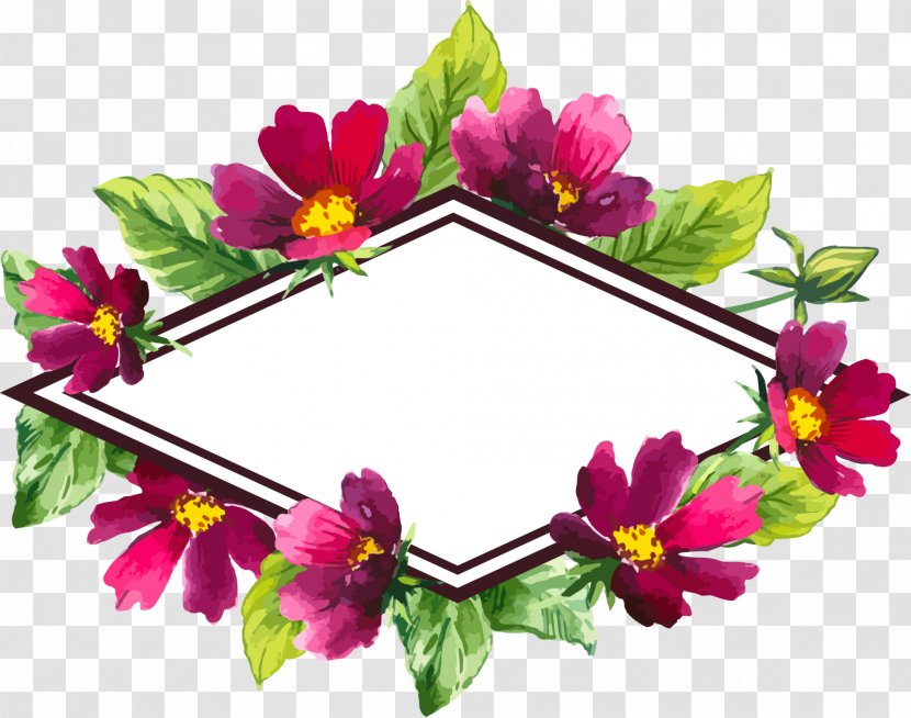 Floral Design Flower Illustration - Plant - Purple Frame Transparent PNG