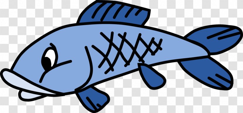 Cartoon Fish Clip Art - Line - Blue Vector Transparent PNG