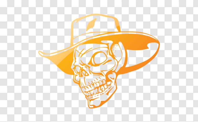 Cowboy Hat Skull Wall Decal - Orange Transparent PNG