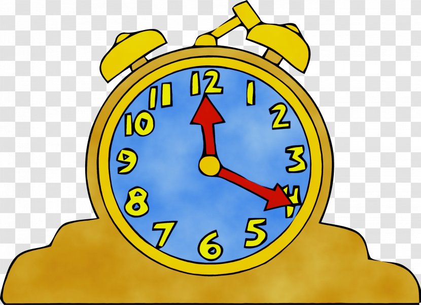 Yellow Clock Alarm Cartoon Circle - Number Transparent PNG