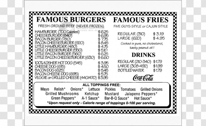 Five Guys Hamburger Menu Restaurant Coupon - Yuan Transparent PNG