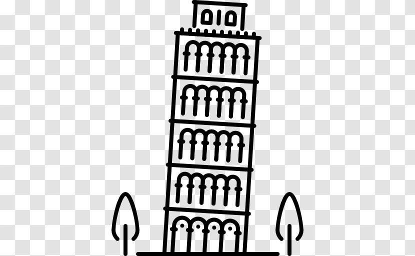 Leaning Tower Of Pisa Eiffel Big Ben Drawing - Black And White Transparent PNG