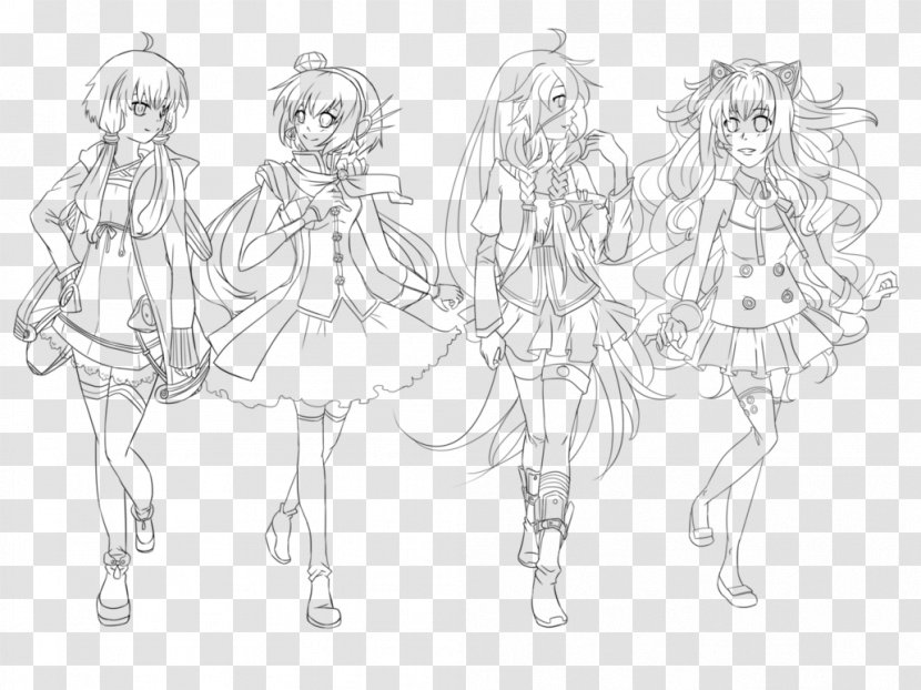 Line Art Drawing Vocaloid Megurine Luka Hatsune Miku - Silhouette Transparent PNG