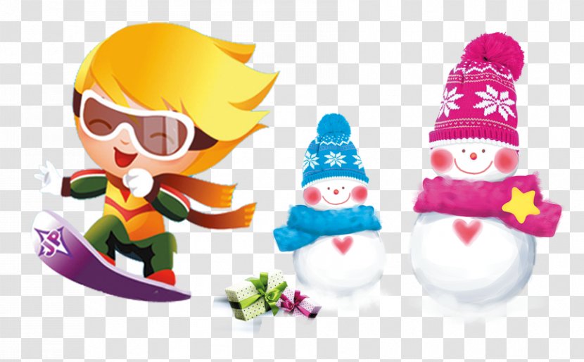 Skiing Cartoon Child - Fictional Character - Winter Snowman Transparent PNG