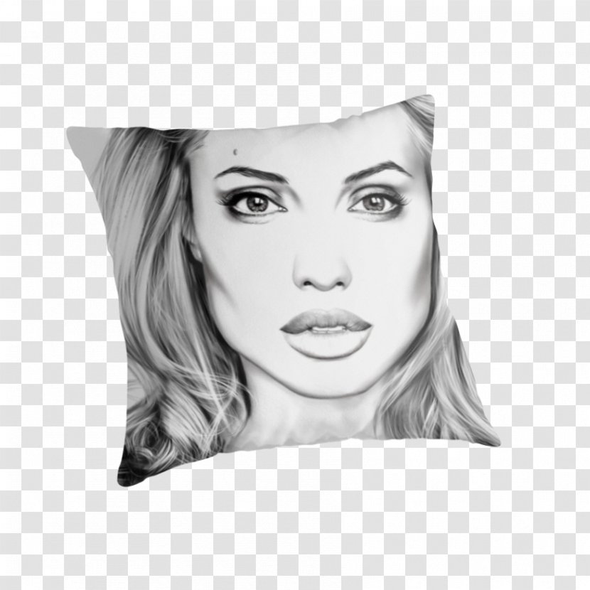 Drawing Throw Pillows Cushion - Fan Art - Angelina Jolie Transparent PNG