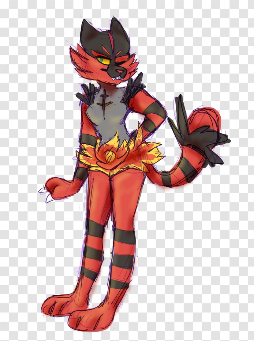 Drawing Incineroar Female Pokémon - Heart - Cat Sketch Transparent PNG