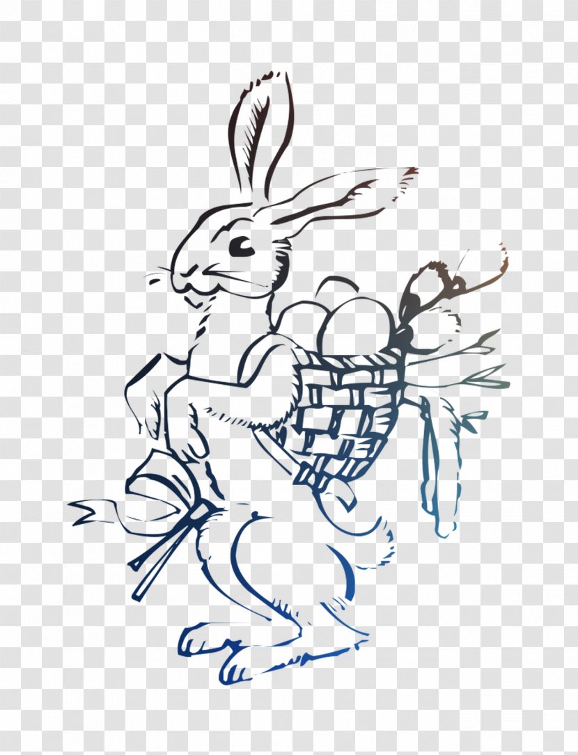 Easter Bunny Rabbit Basket Hase Mit Korb Drawing Transparent PNG