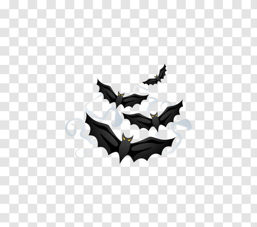 Halloween Clip Art - Black - Vector Cartoon Bats Transparent PNG
