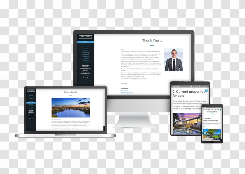 Brochure Real Estate Property Responsive Web Design Computer Monitors - Marketing - Agency Flyer Transparent PNG