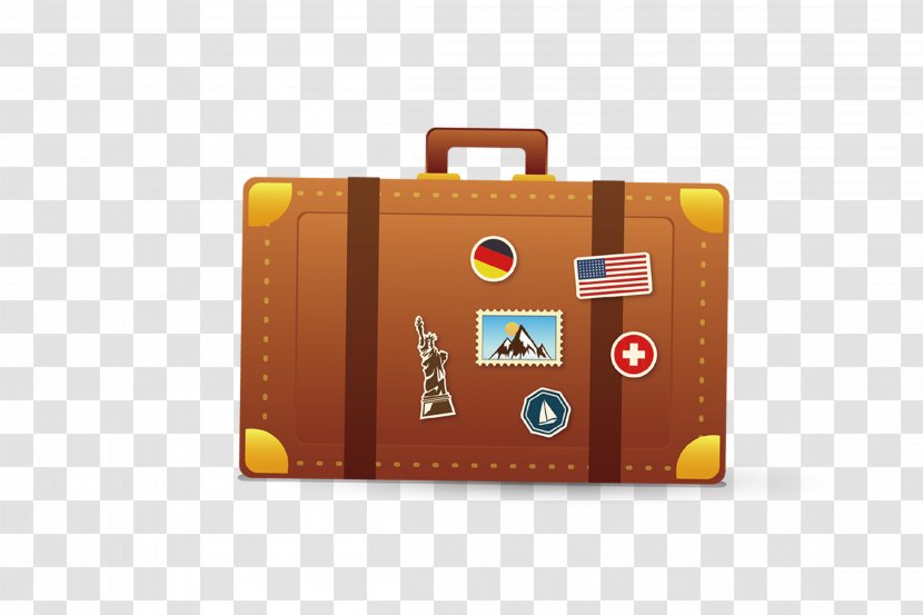 Travel Suitcase Baggage - Orange - Leather Transparent PNG
