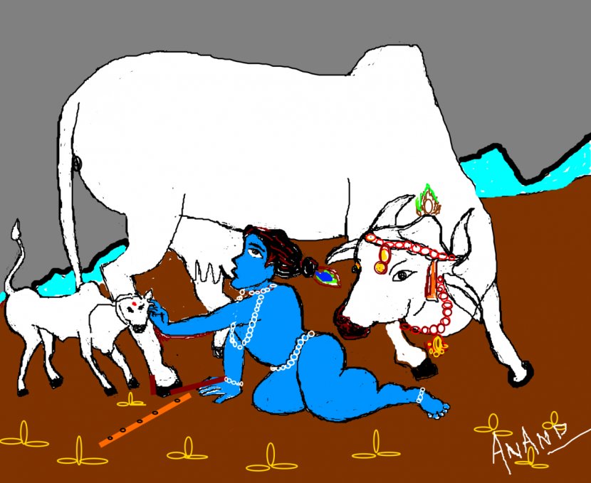 Radha Krishna Cattle Art - Like Mammal Transparent PNG