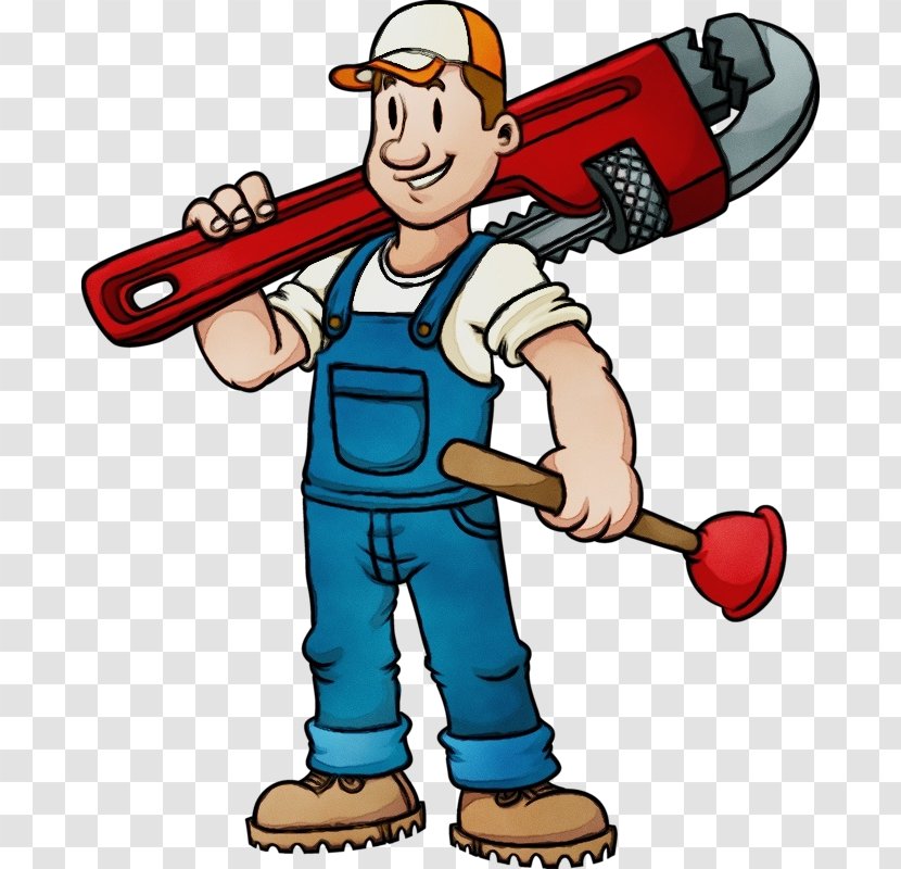 Cartoon Clip Art Solid Swing+hit Plumber Construction Worker - Tradesman Auto Mechanic Transparent PNG