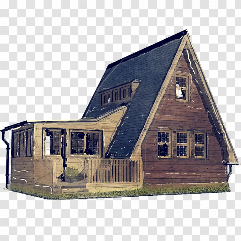 Cottage House Facade Log Cabin Barn - Elevation - Shack Farmhouse Transparent PNG