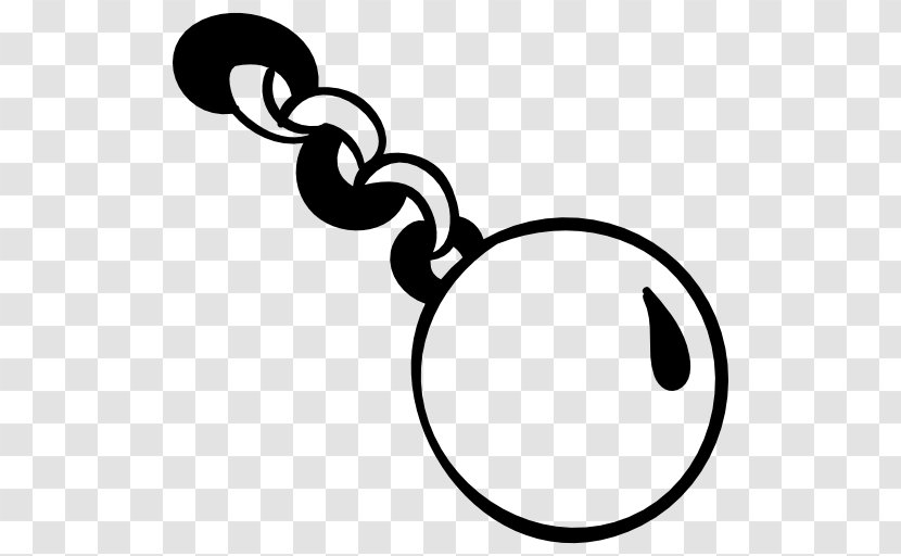 Ball And Chain Black White Clip Art - Monochrome Transparent PNG