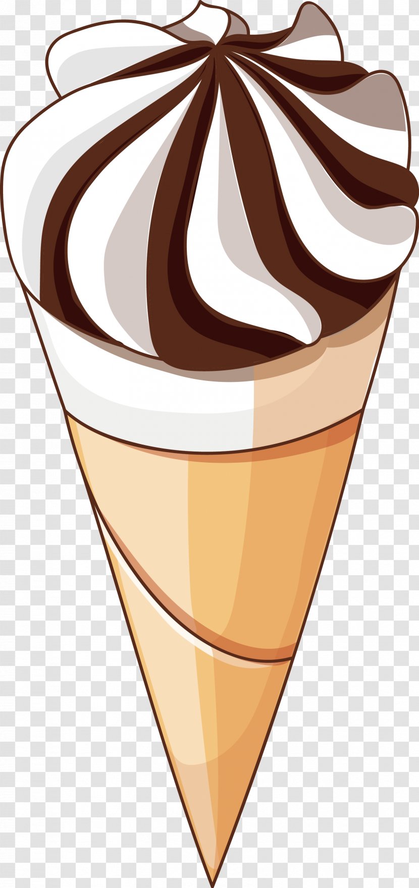 Chocolate Ice Cream Sundae Cone - Frozen Dessert - Cones Vector Transparent PNG