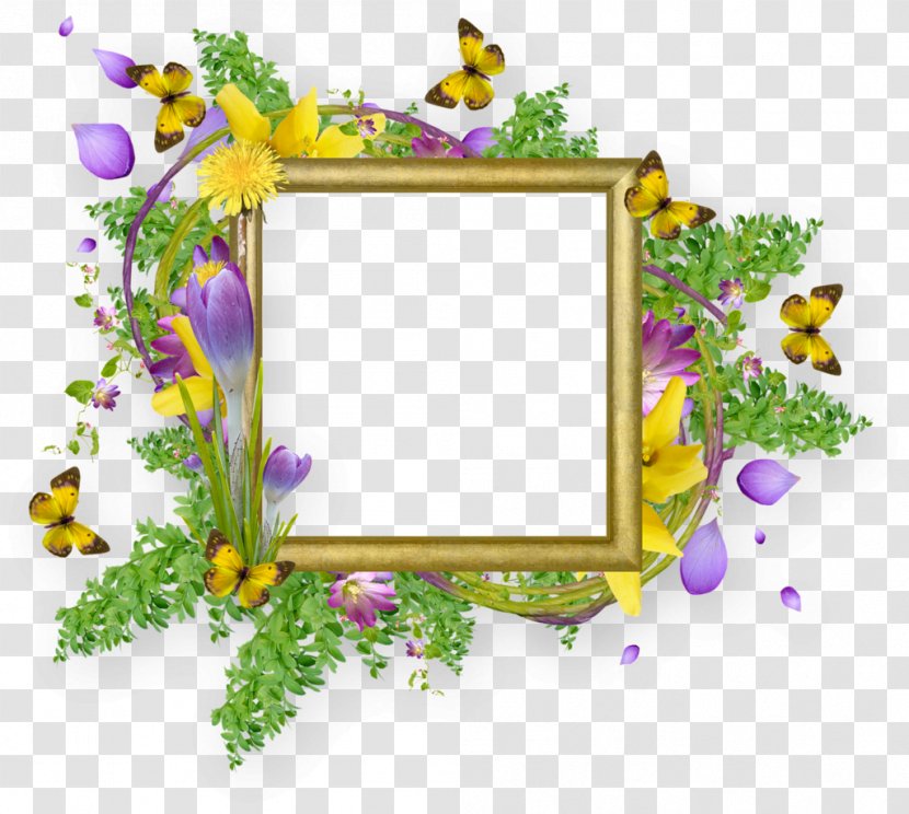 Picture Frames Butterfly Flower - Easter Frame Transparent PNG