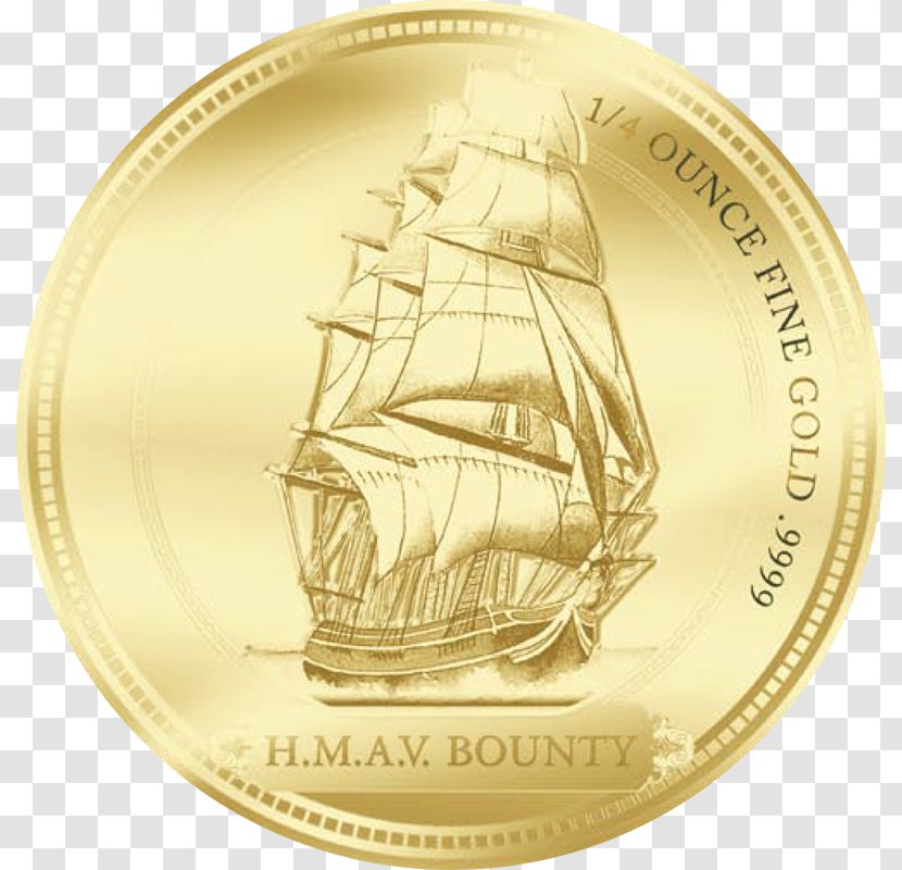 Mutiny On The Bounty Gold Coin Pitcairn Islands - Sailing Ship Transparent PNG