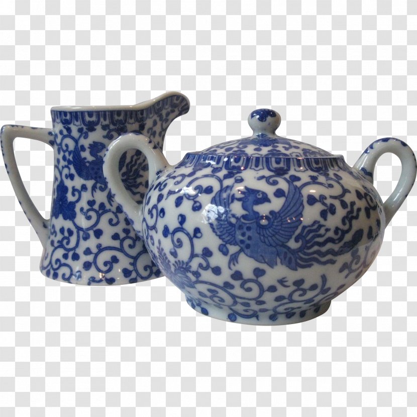 Blue And White Pottery Porcelain Chinese Ceramics - Teapot - Saucer Transparent PNG