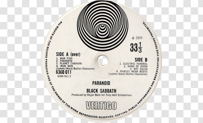 Compact Disc Paranoid Black Sabbath Phonograph Record Vertigo Records - Cartoon Transparent PNG