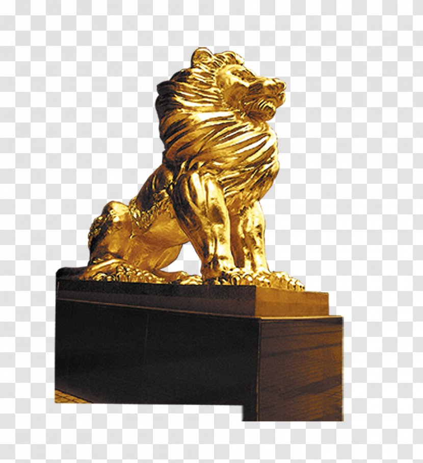Lion Stone Sculpture - Art - Golden Transparent PNG