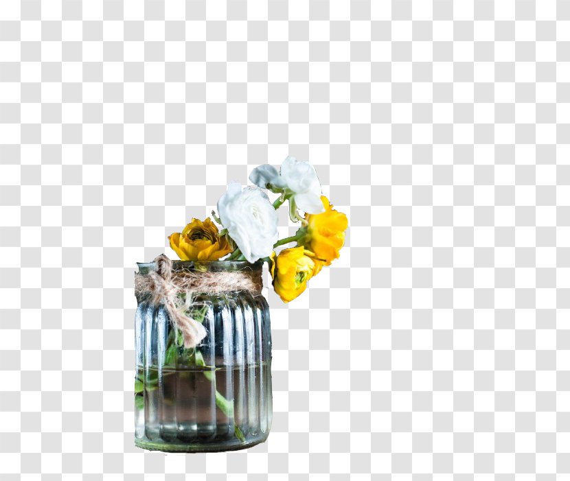 Glass Bottle Vase Floral Design Yellow - Flavor - A Of Flowers Transparent PNG