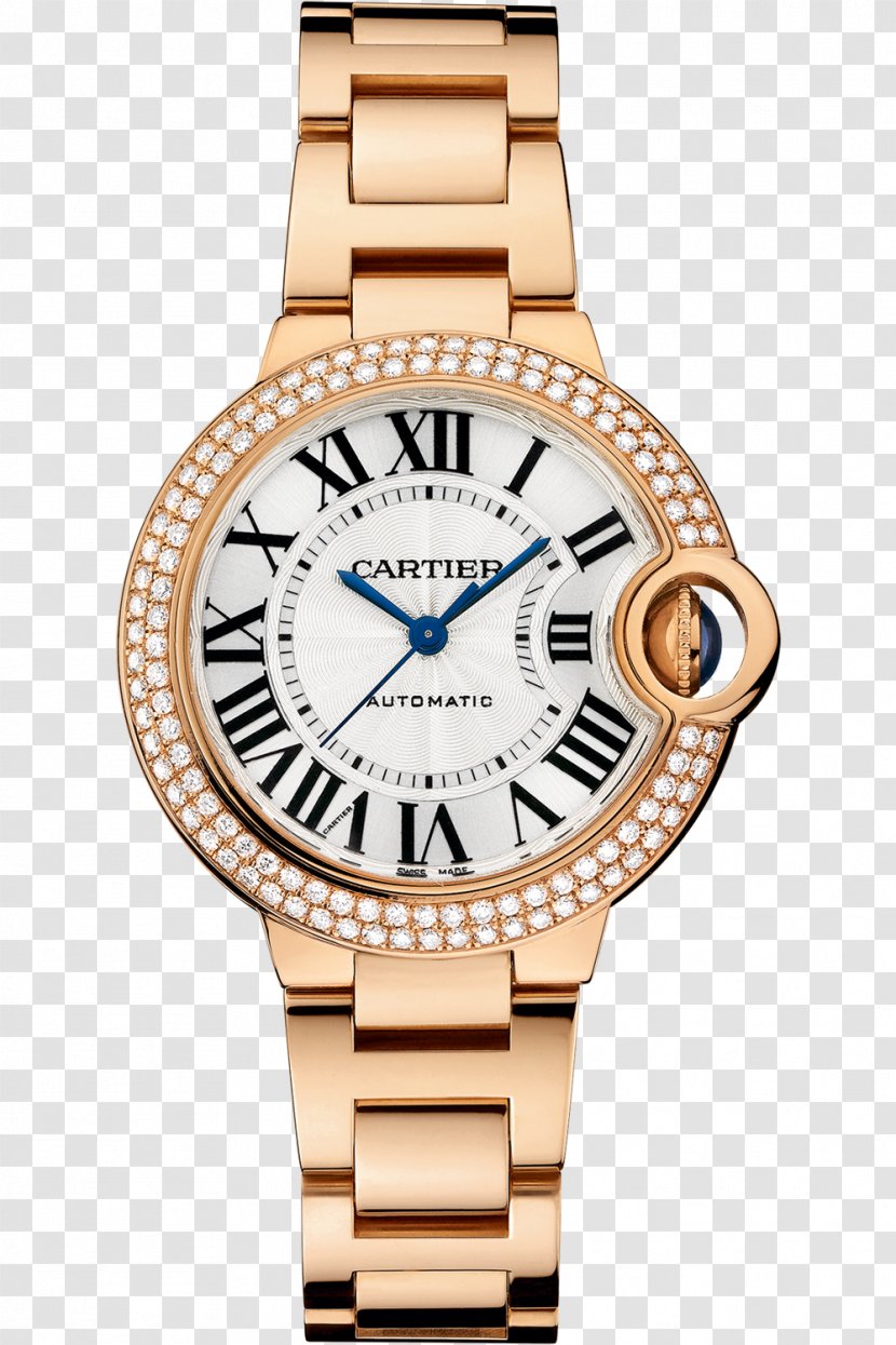 Cartier Ballon Bleu Automatic Watch Diamond - Gold Transparent PNG