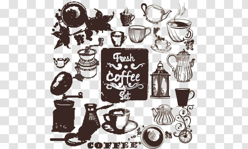 Coffee Cup Cafe - Ingredient - Retro Flowers And Transparent PNG