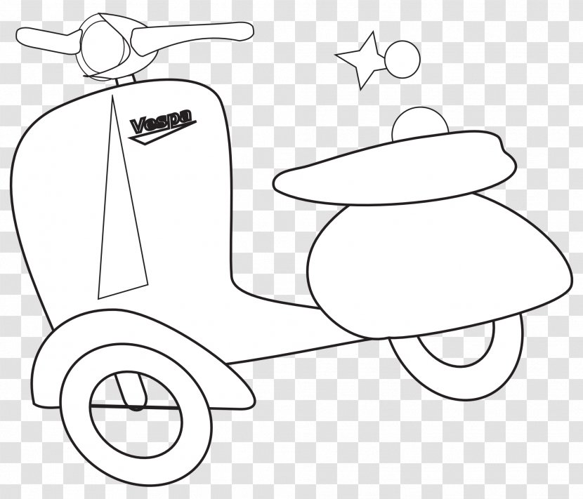 Line Art Black And White Drawing Clip - Watercolor - Vespa Cliparts Transparent PNG