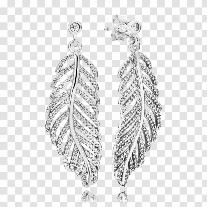 PANDORA Light As A Feather Earrings 290584CZ Jewellery Cubic Zirconia Transparent PNG