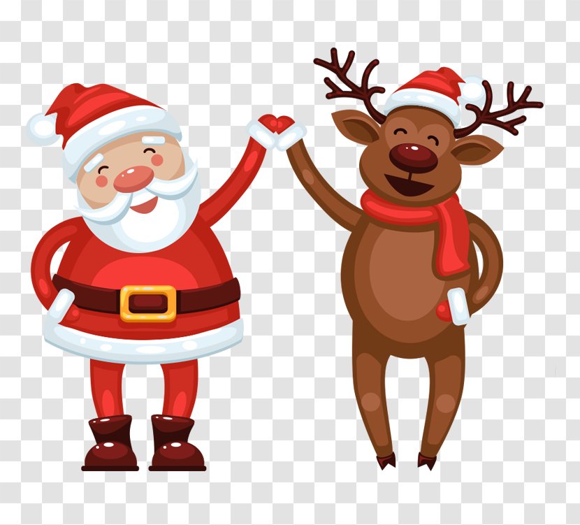 Santa Claus T-shirt Reindeer Christmas Mug - Ornament - Hand In And Deer Transparent PNG