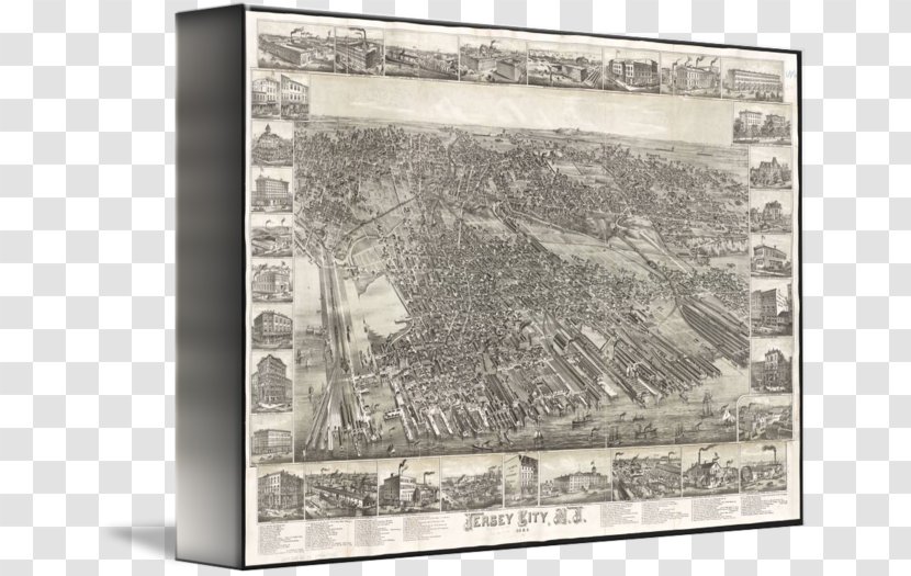 Jersey City Gallery Wrap Picture Frames Canvas Art - Map - Vintage Maps Transparent PNG