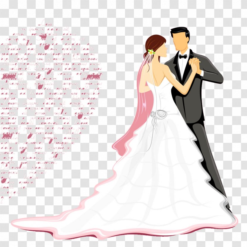 Wedding Invitation Wish Happiness Anniversary - Watercolor - Bride And Groom Transparent PNG