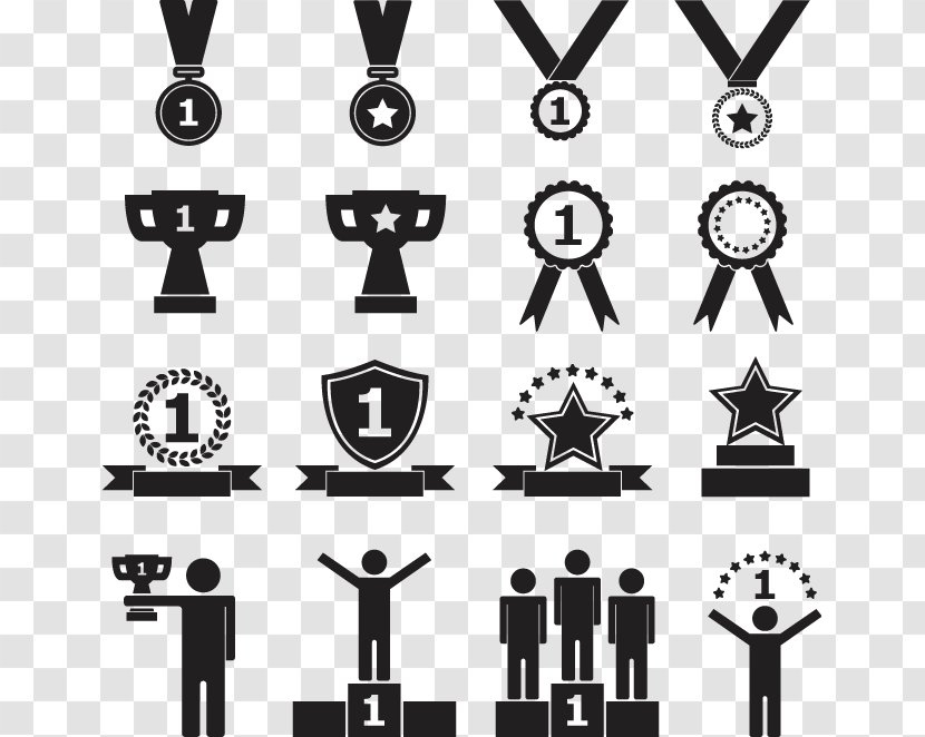 Trophy Award Download Icon - Black And White - Vector Hand-painted Transparent PNG
