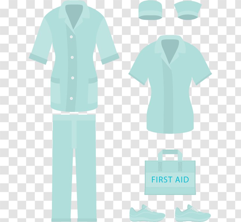 T-shirt Nurse Uniform Clothing Nursing - Aqua - Cyan Suit Transparent PNG
