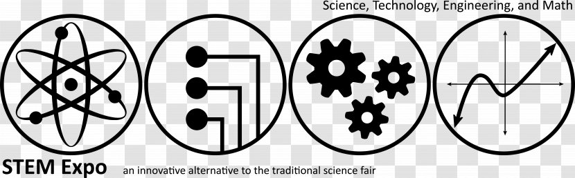 Black And White Science, Technology, Engineering, Mathematics Science Fair - Flower Transparent PNG