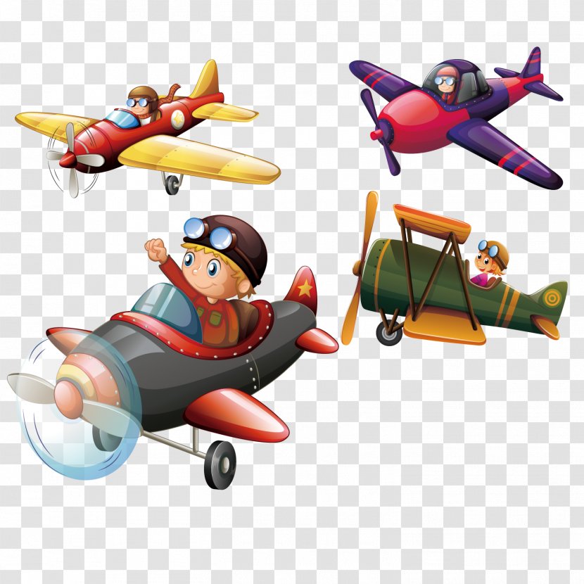 Airplane Aircraft Flight Illustration - Wing - Cartoon Character Helicopter Pilot Transparent PNG